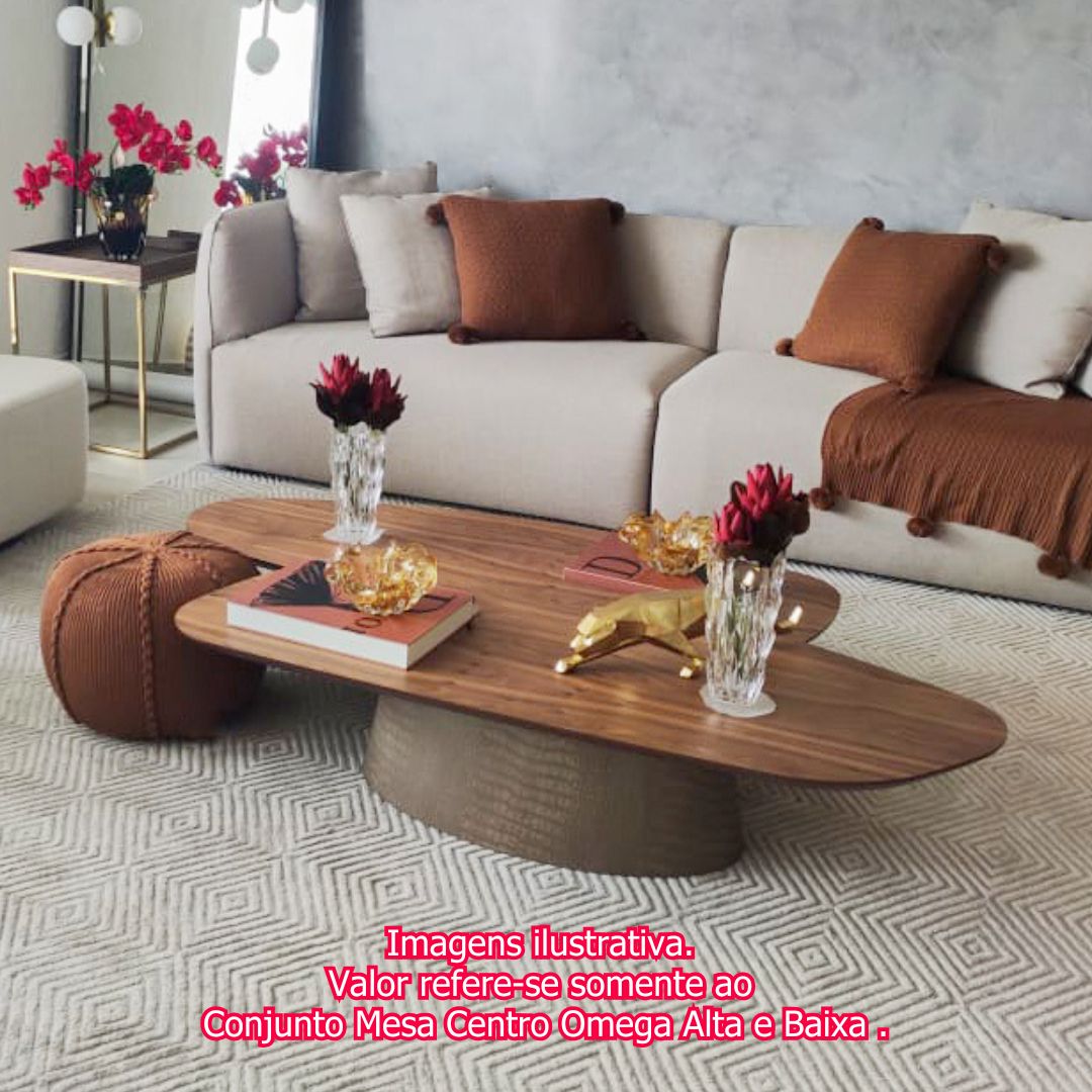 Mesa de Centro Omega_Travertino_Carvalho - Ambientada